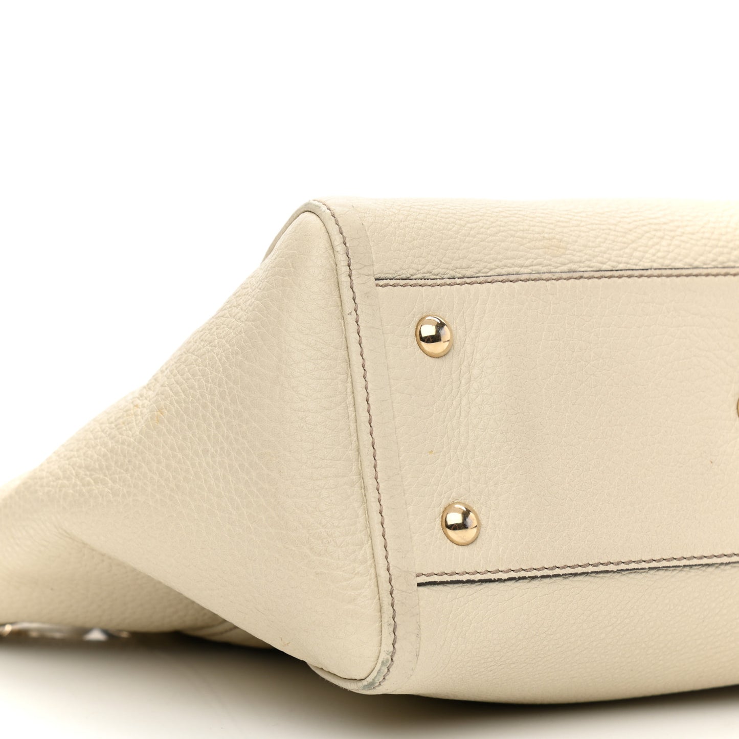 Pebbled Calfskin Small Soho Top Handle Bag Off White