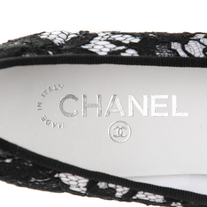 Chanel Lace Grosgrain Cap Toe CC Ballerina Flats 40.5 Black 7 of 8