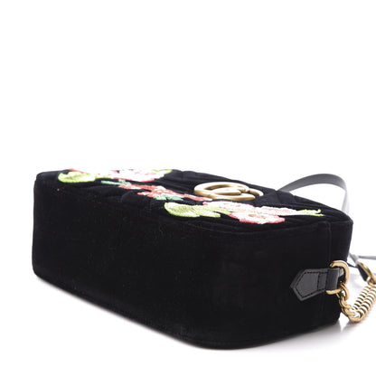 Gucci Velvet Matelasse Deer Embroidered Small GG Marmont Chain Shoulder Bag Black 9 of 9
