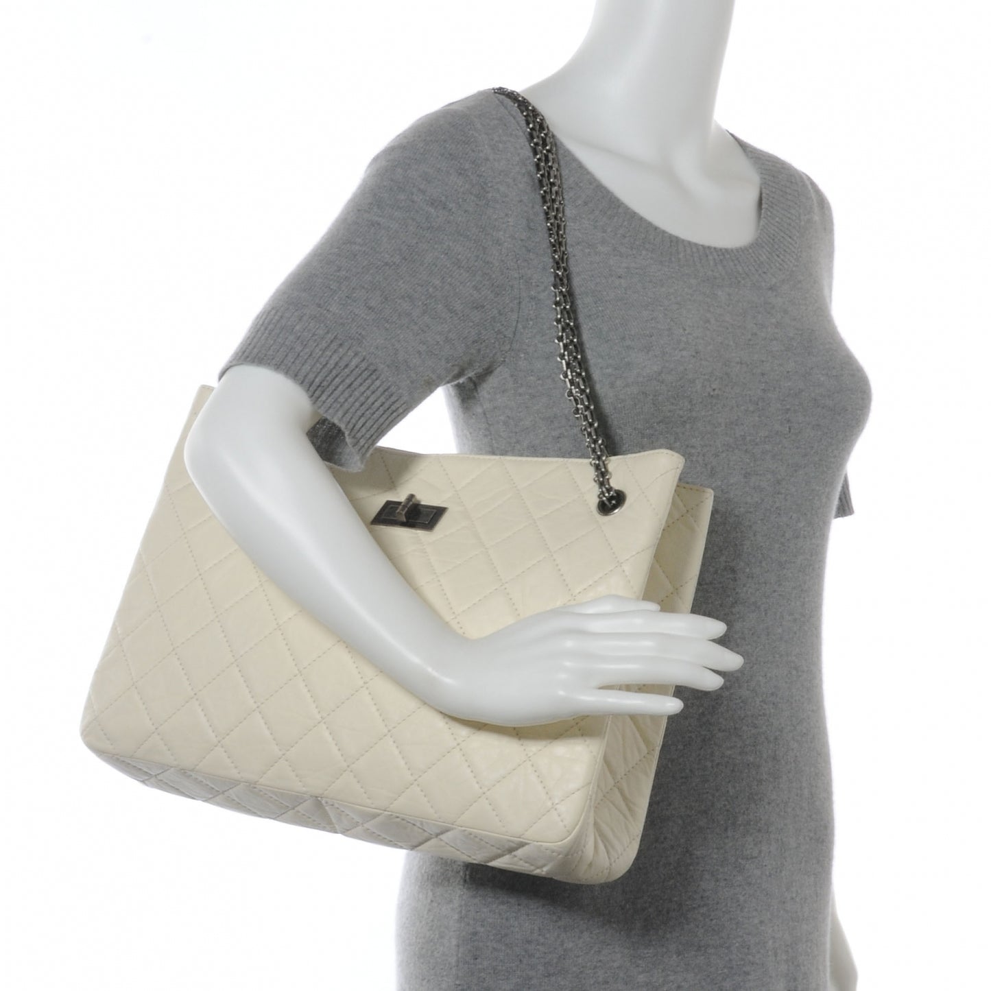 Aged Calfskin Reissue 2.55 Tote Ecru