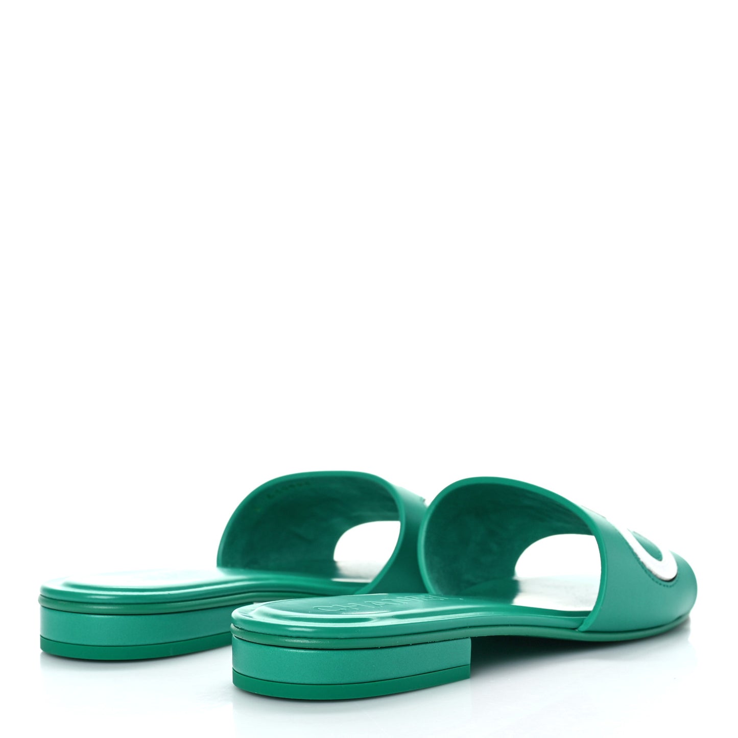 Calfskin Patent Calfskin Logo Mules 37 Green White