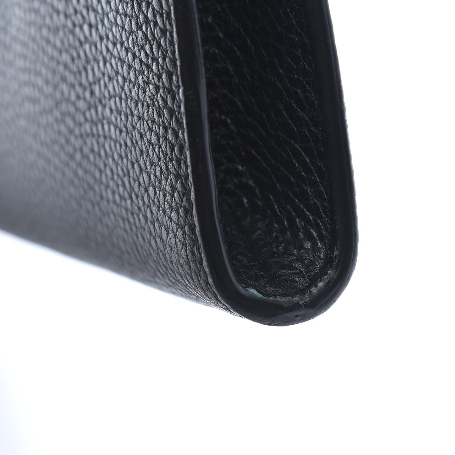 Pebbled Calfskin Rockstud Flip Lock Clutch Wallet Black