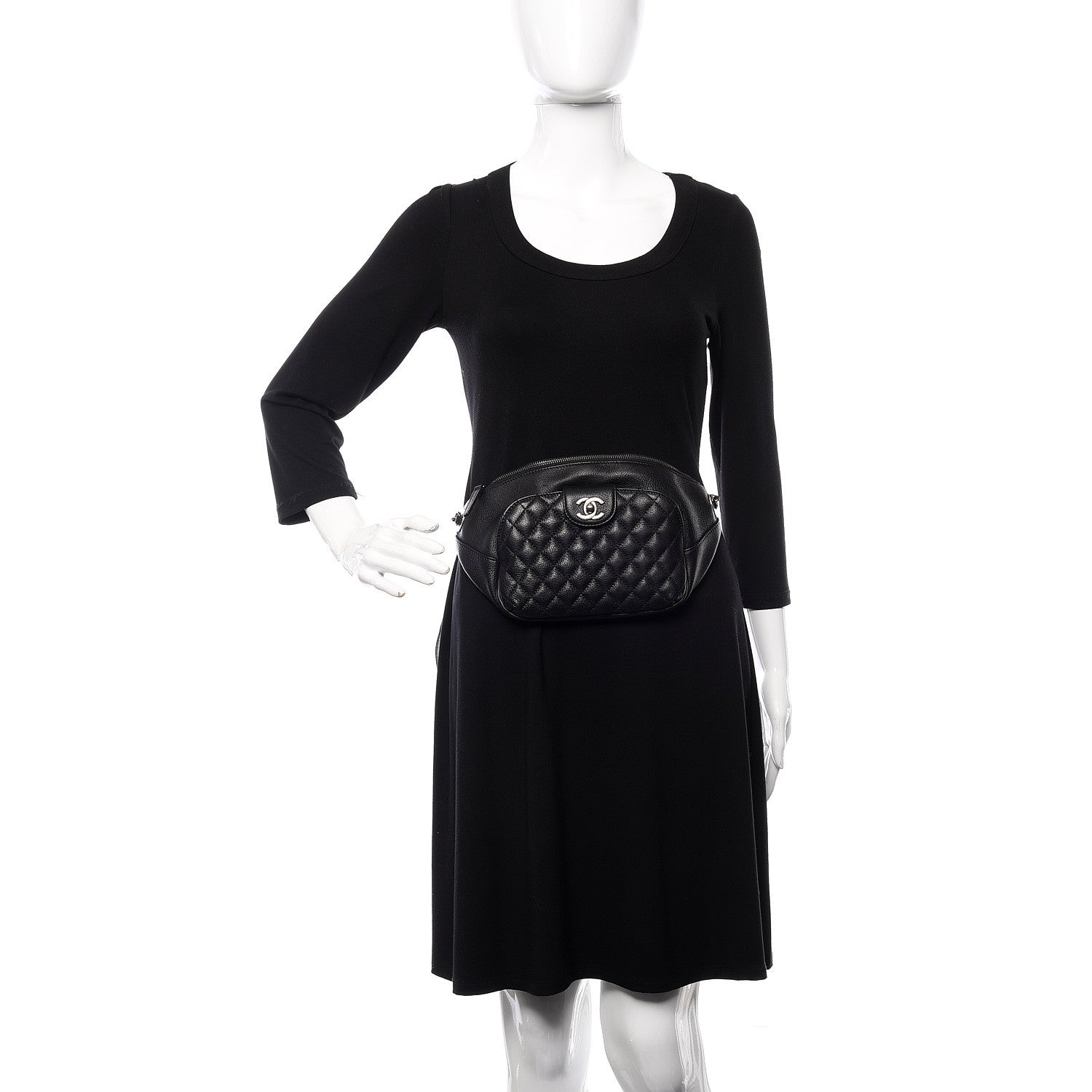 Chanel Grained Calfskin Quilted Casual Rock Waist Bag Fanny Pack Black 2 of 10