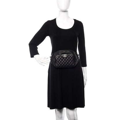 Chanel Grained Calfskin Quilted Casual Rock Waist Bag Fanny Pack Black 2 of 10