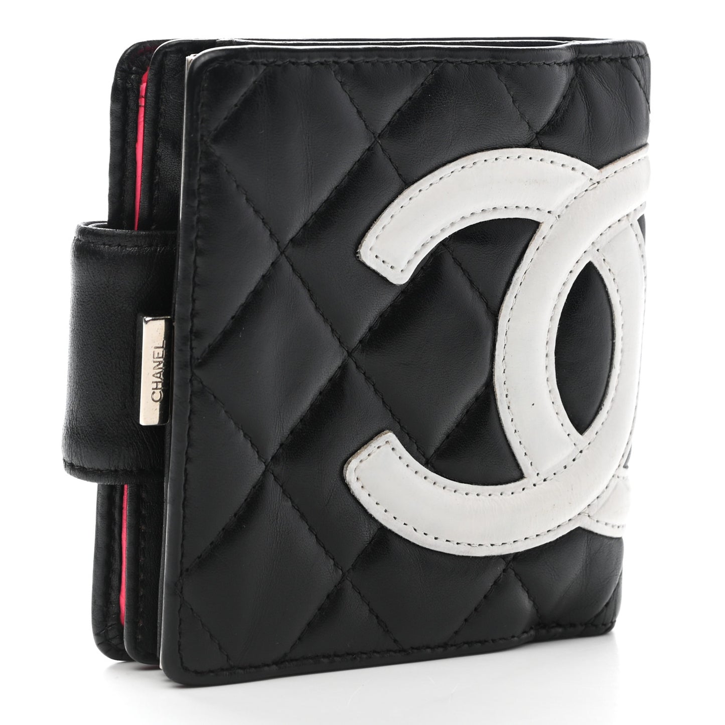 Calfskin Quilted Cambon Bi-Fold Wallet Black White