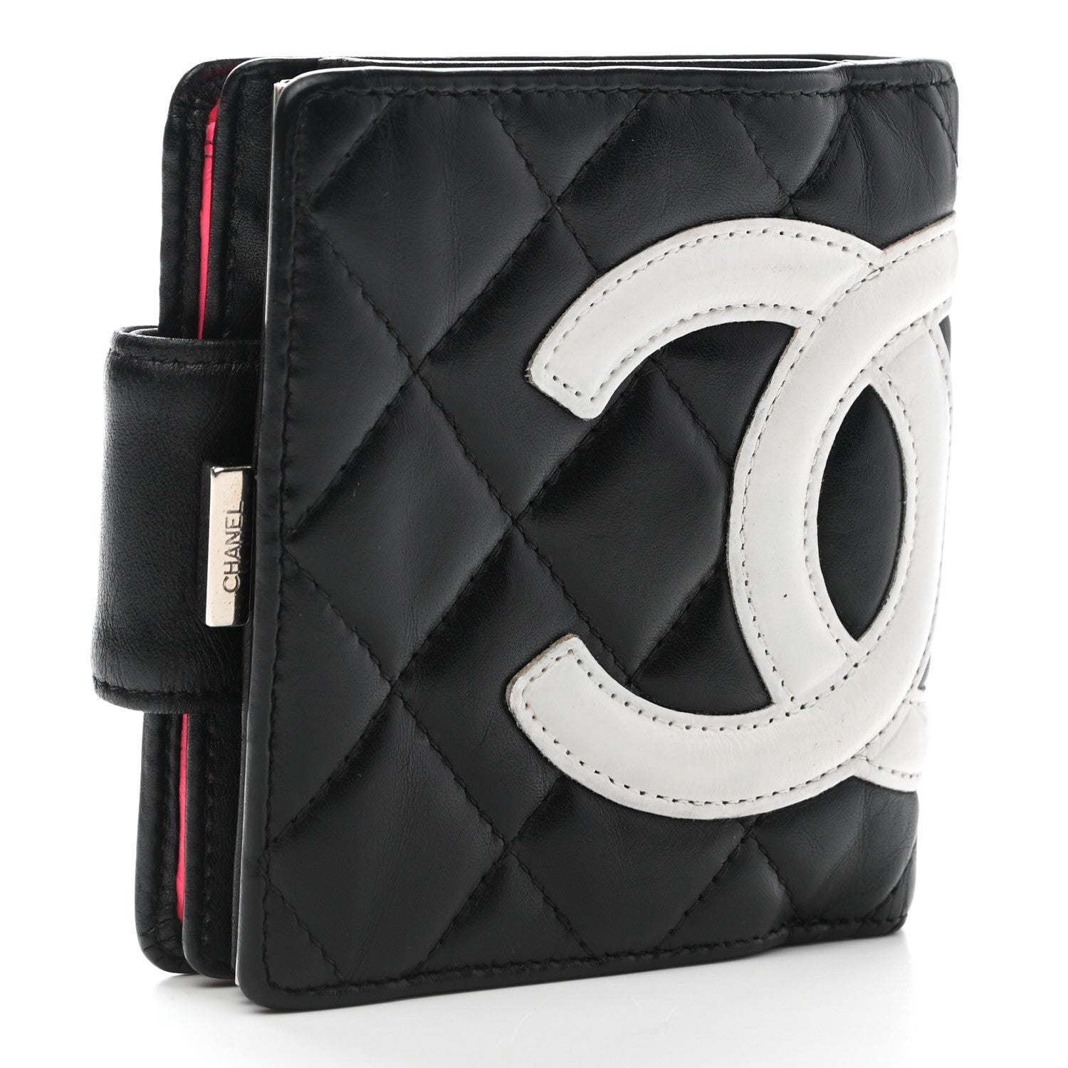 Chanel Calfskin Quilted Cambon Bi-Fold Wallet Black White 3 of 9