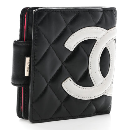 Chanel Calfskin Quilted Cambon Bi-Fold Wallet Black White 3 of 9