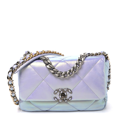 Chanel Iridescent Calfskin Quilted Medium Chanel 19 Flap Light Purple Blue 1 of 10