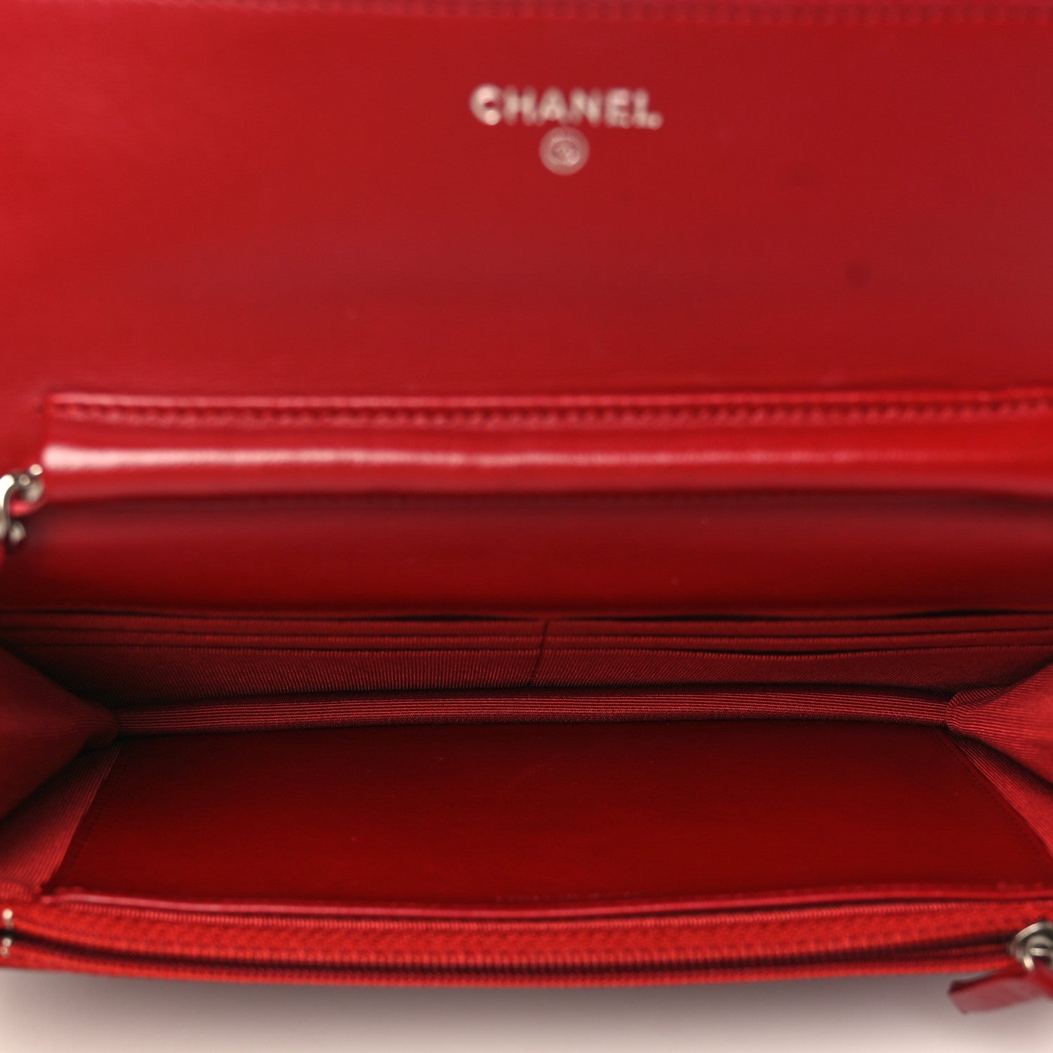 Chanel Lambskin Quilted Wallet On Chain WOC Red 5 of 9