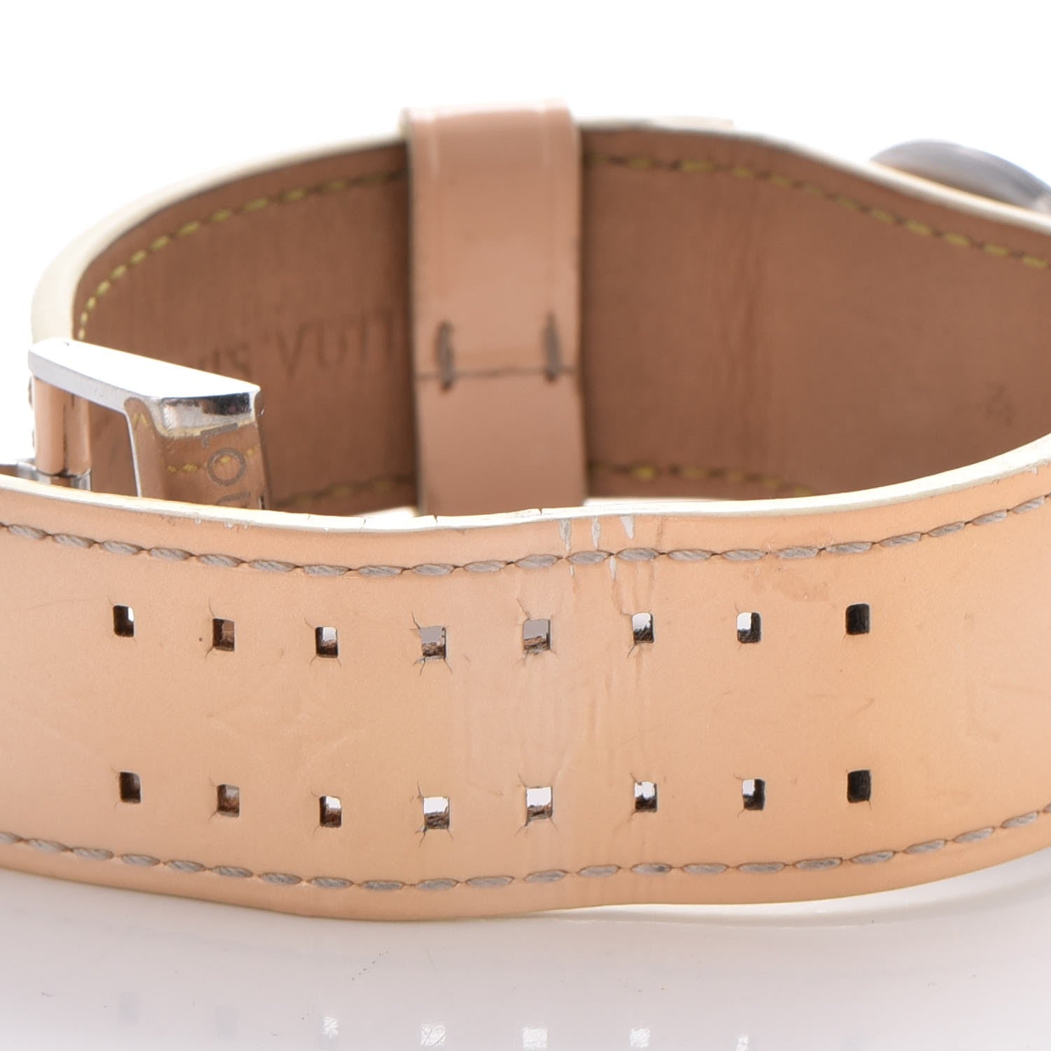 Louis Vuitton Stainless Steel Vernis Pink Mother of Pearl 28mm Tambour Quartz Watch 6 of 11
