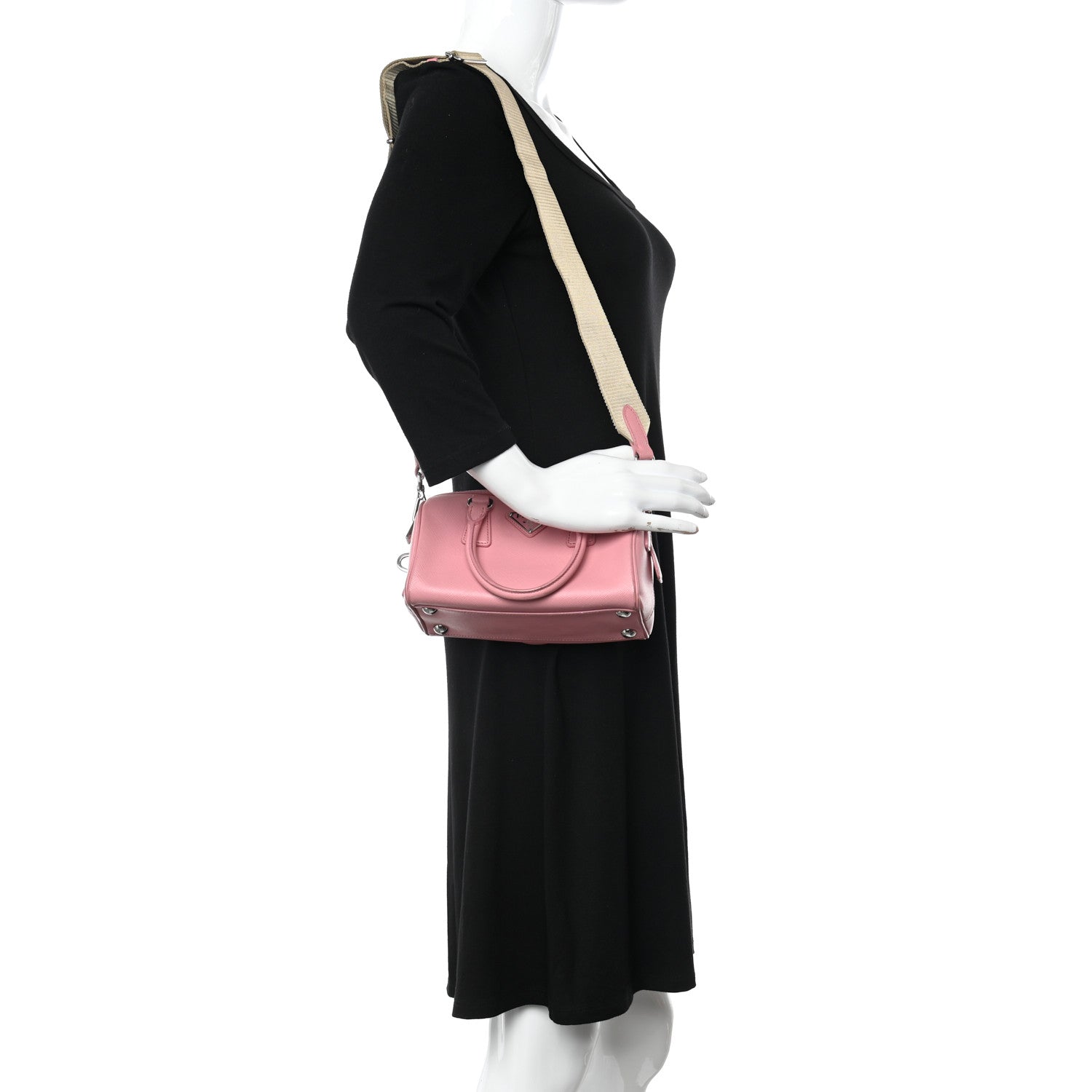Prada Saffiano Lux Top Handle Crossbody Bag Petalo 2 of 16