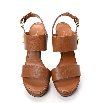 Louis Vuitton Grained Calfskin Horizon Platform Sandals 41 Cognac 5 of 10