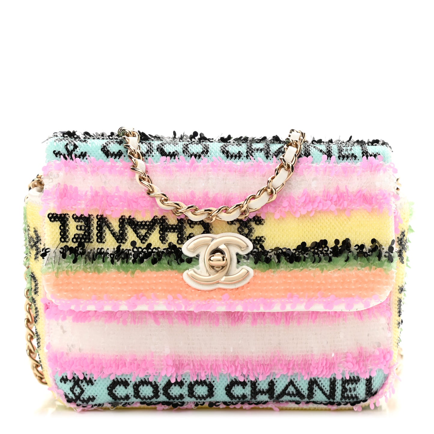 Sequin COCO Clutch With Chain Multicolor