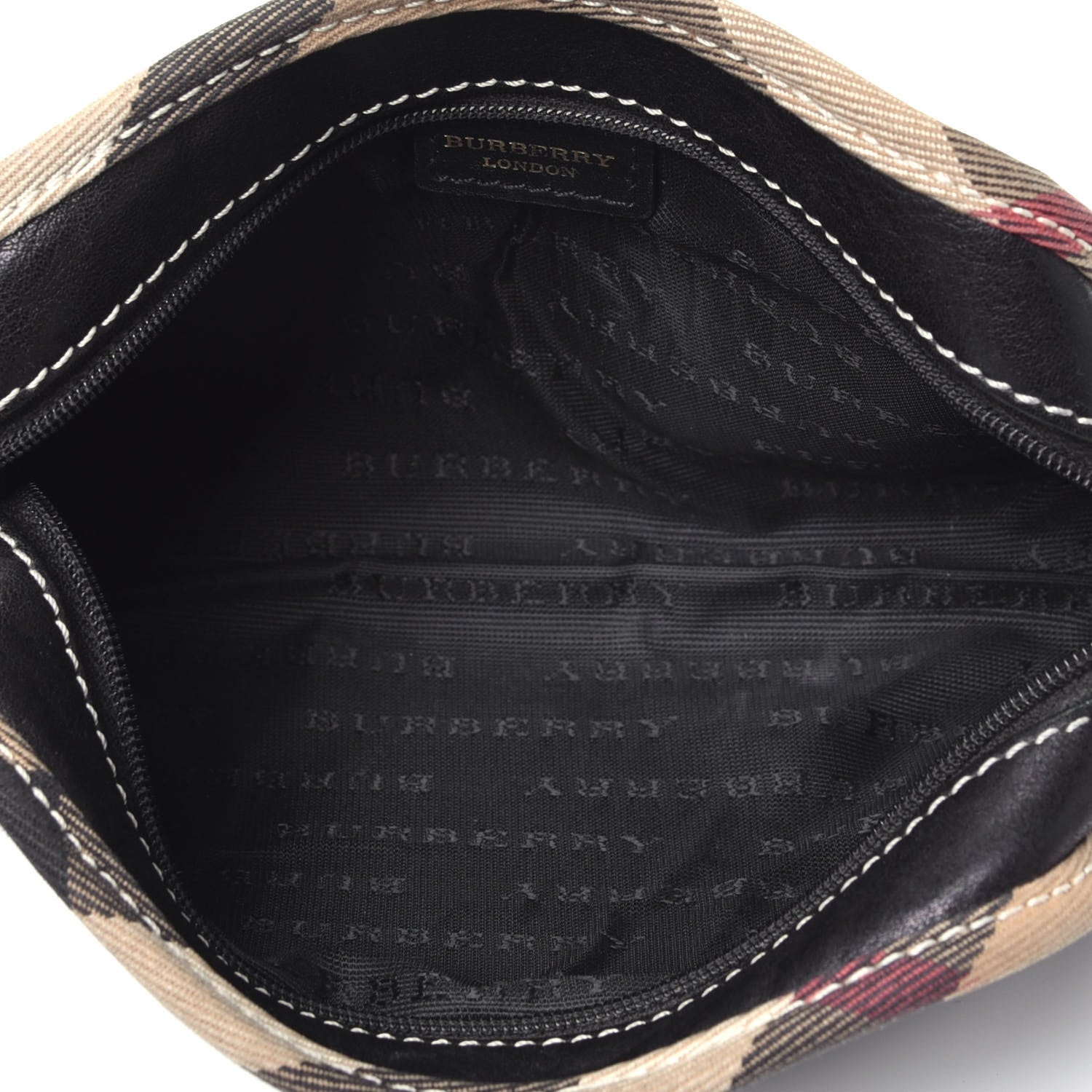 Burberry Calfskin Nova Check Cosmetic Pouch Black 5 of 10