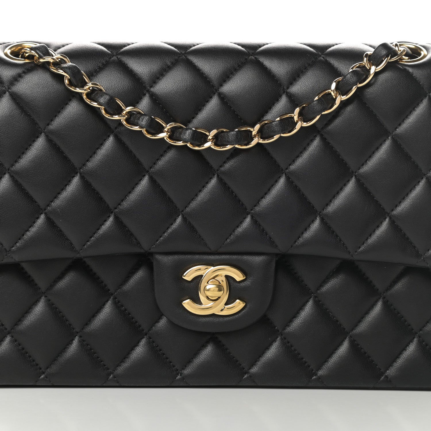 Chanel Lambskin Quilted Medium Double Flap Black 8 of 17