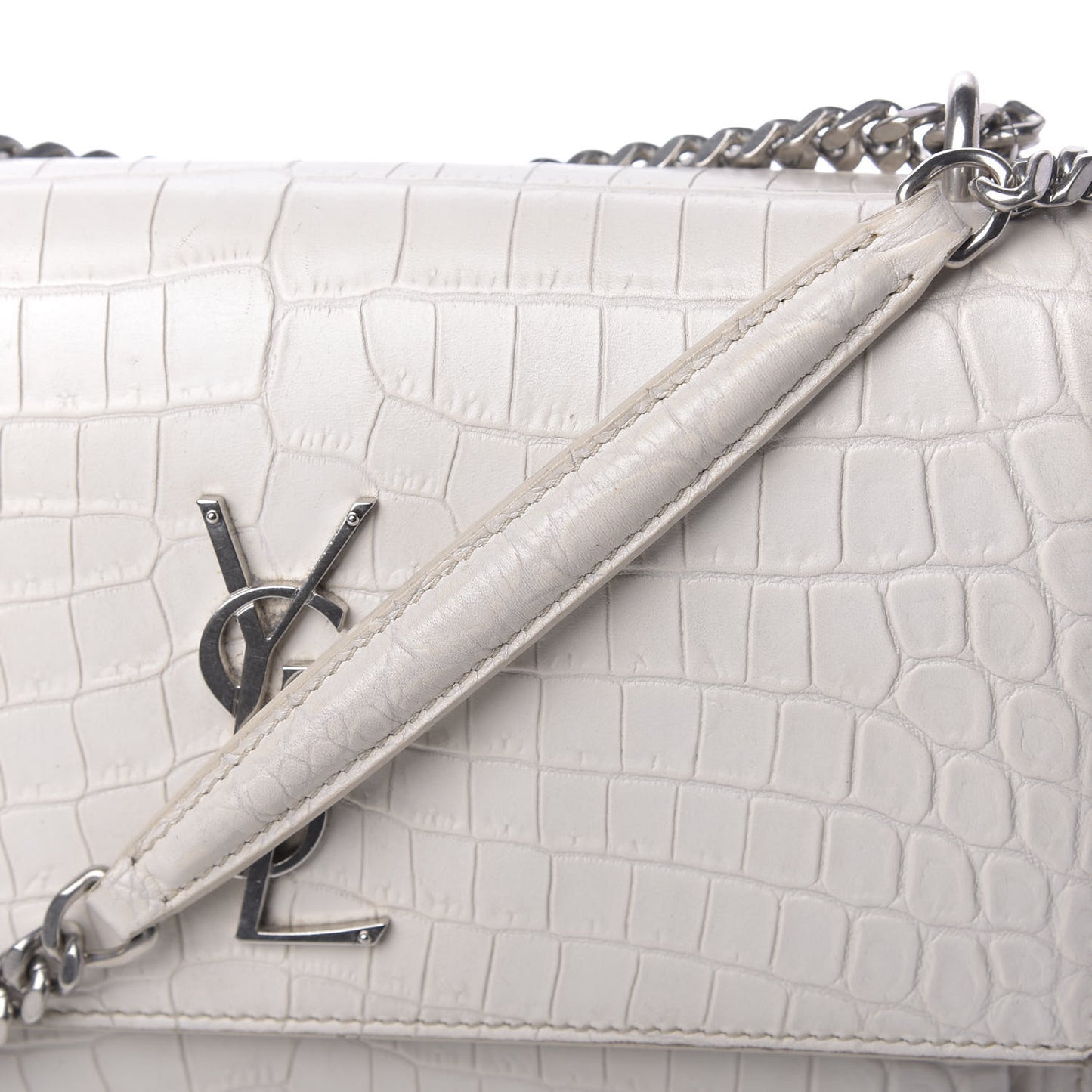 Calfskin Crocodile Embossed Medium Monogram Sunset Blanc Vintage