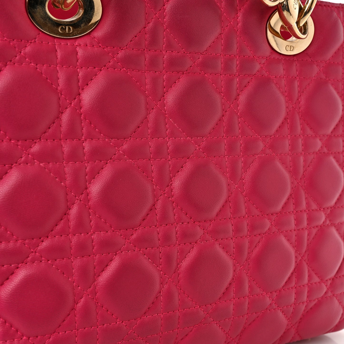 Lambskin Cannage Medium Lady Dior Fuchsia