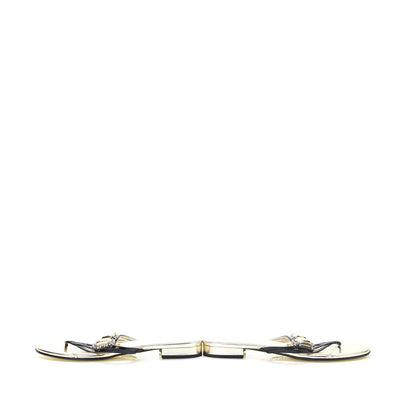 Valentino Garavani Patent Crystal Embellished Thong Sandals 38.5 Light Gold 5 of 11