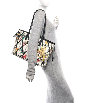 MCM Visetos Calfskin Motif Rombi Lion Printed Reversible Shopper Tote White 2 of 16