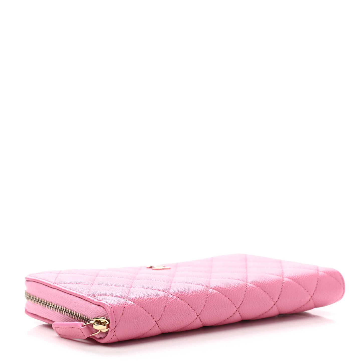 Caviar Quilted Large Gusset Zip Around Wallet Pink