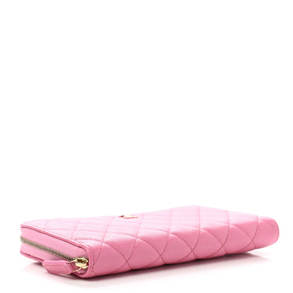 Chanel Caviar Quilted Large Gusset Zip Around Wallet Pink 4 of 9