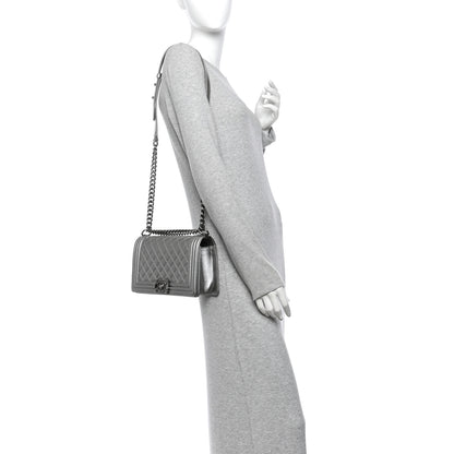 Chanel Metallic Caviar Quilted Medium Boy Flap Silver 2 of 14