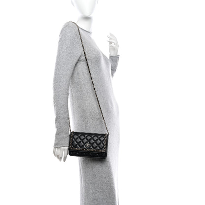 Chanel Lambskin Quilted Chain Around Wallet On Chain WOC Black 2 of 11