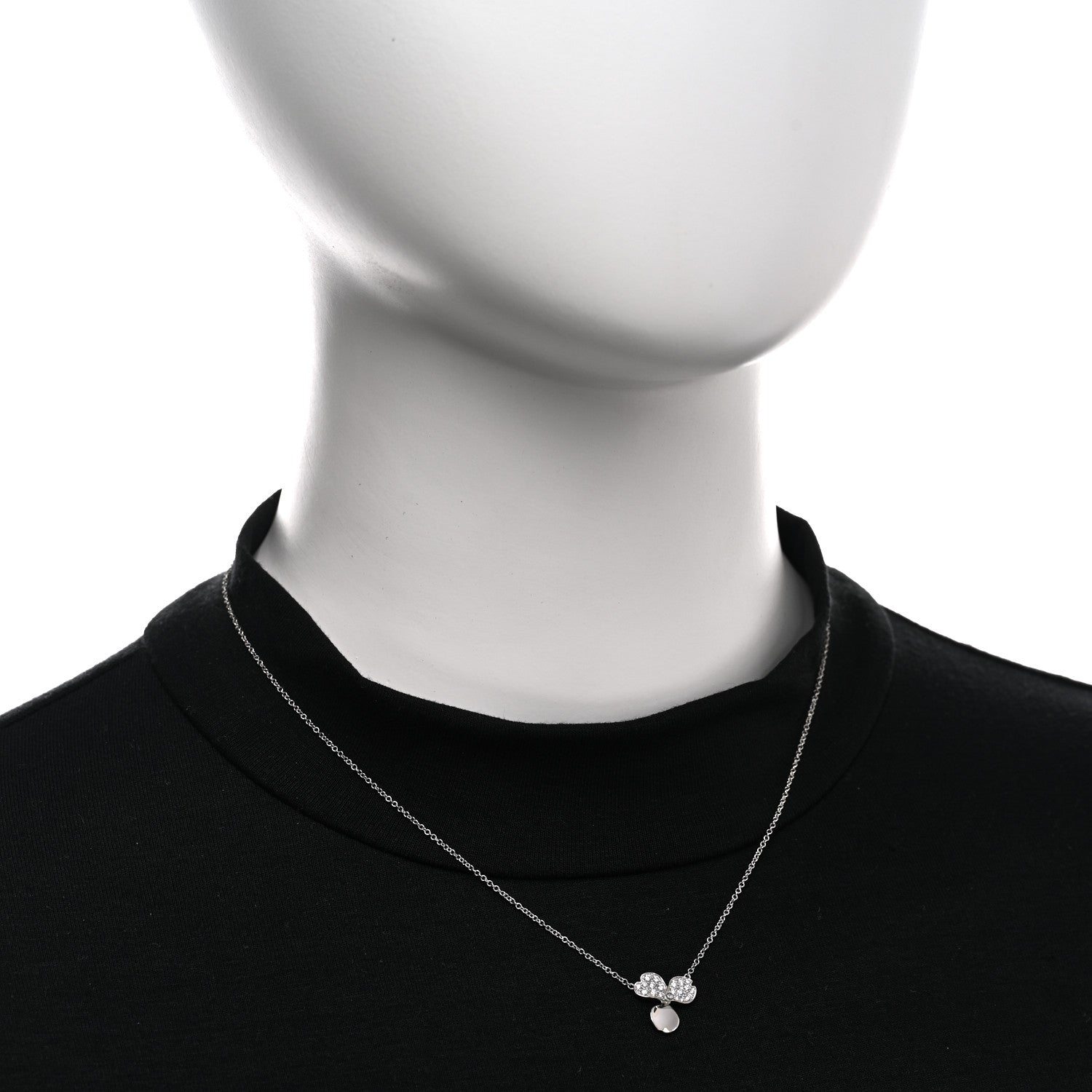 Tiffany Platinum Diamond .17ctw Small Paper Flowers Pendant Necklace 2 of 5