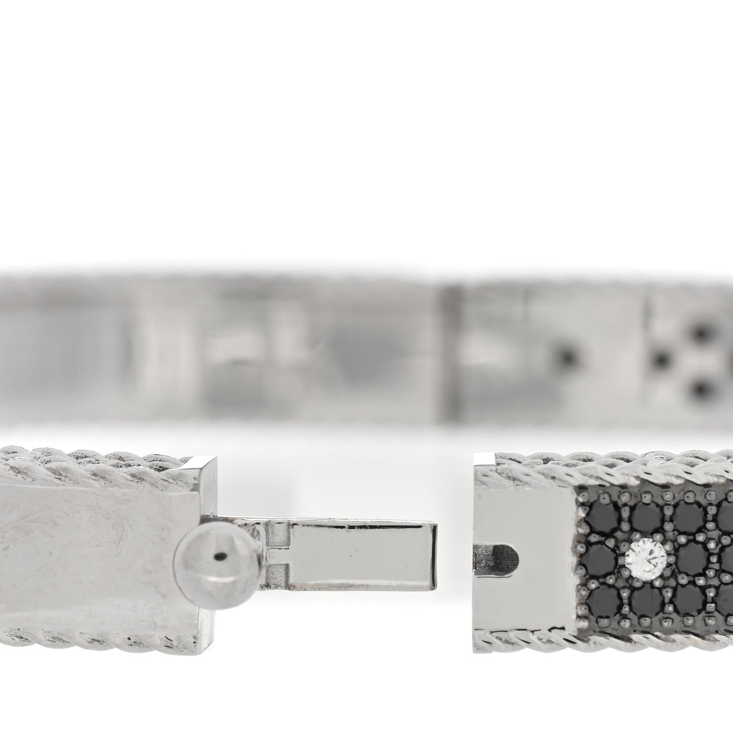 Roberto Coin 18K White Gold Diamond Black Diamond Fleur De Lis Bangle Bracelet 4 of 4