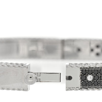 Roberto Coin 18K White Gold Diamond Black Diamond Fleur De Lis Bangle Bracelet 4 of 4