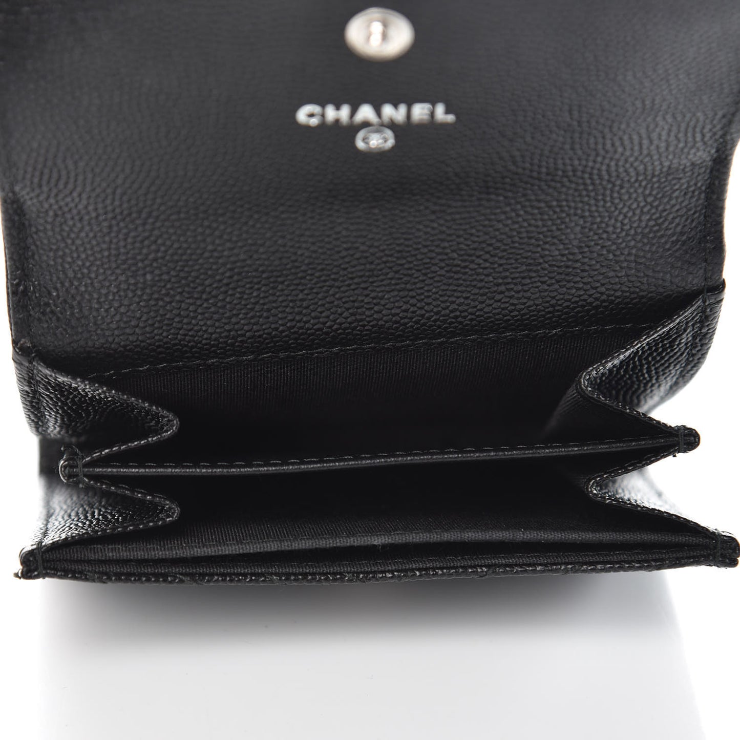 Caviar Chevron Quilted Boy Card Holder Wallet Black