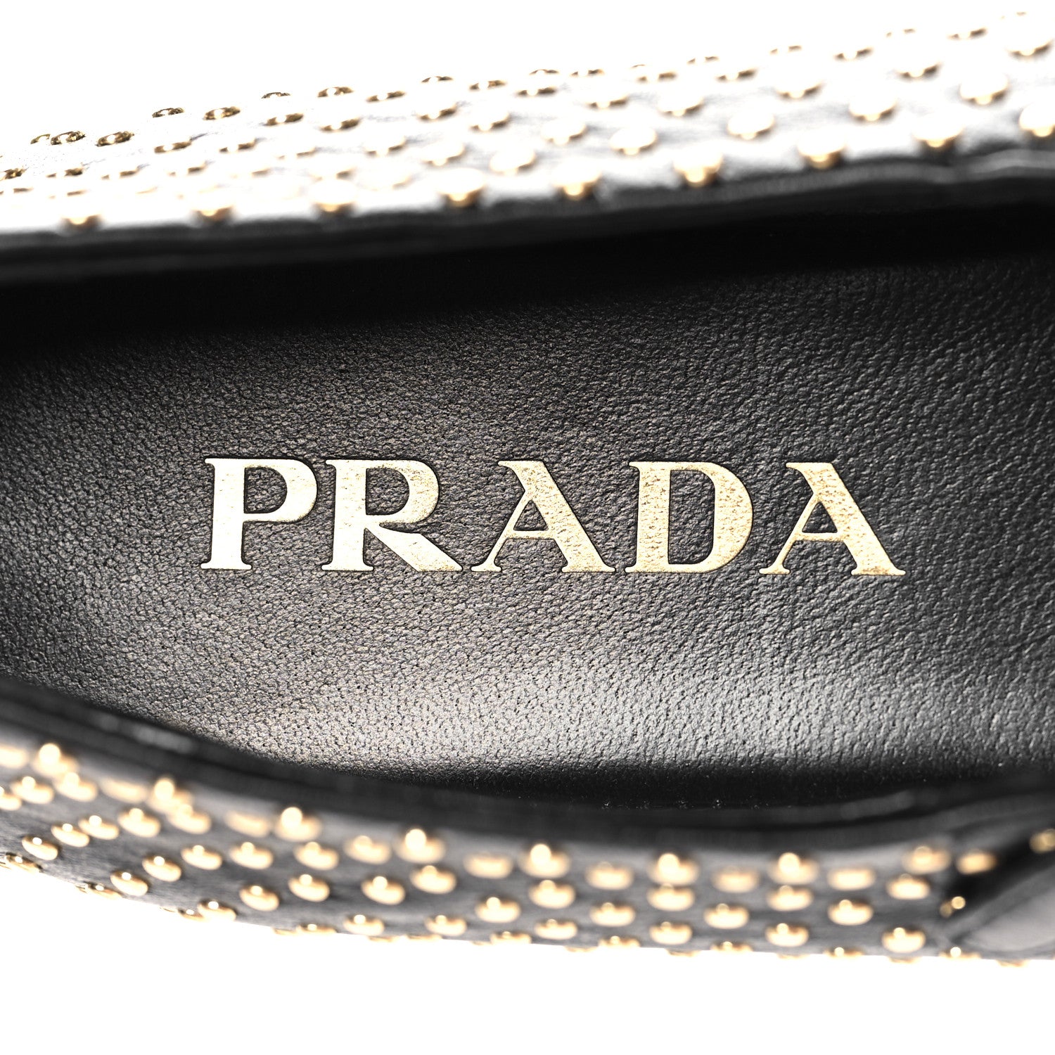 Prada Nappa Studded Metal Triangle Logo Ballet Flats 37 Black 8 of 9