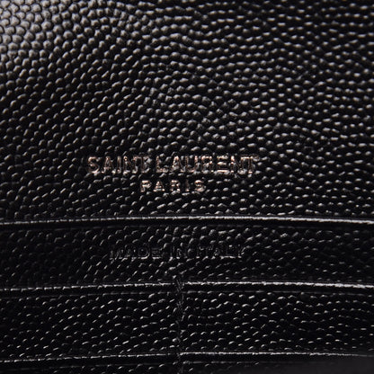 Saint Laurent Grain De Poudre Matelasse Chevron Monogram Envelope Chain Wallet Black 6 of 10