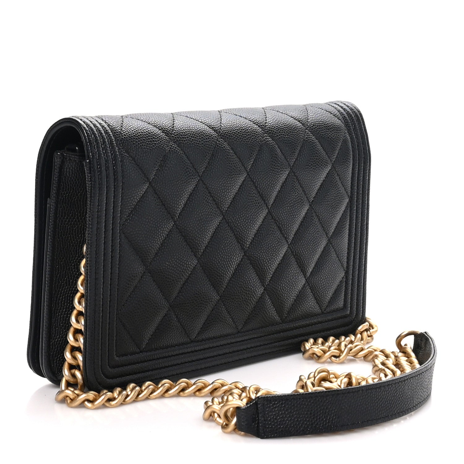 Chanel Caviar Quilted Boy Wallet On Chain WOC Black 3 of 10