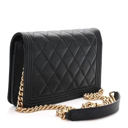 Chanel Caviar Quilted Boy Wallet On Chain WOC Black 3 of 10