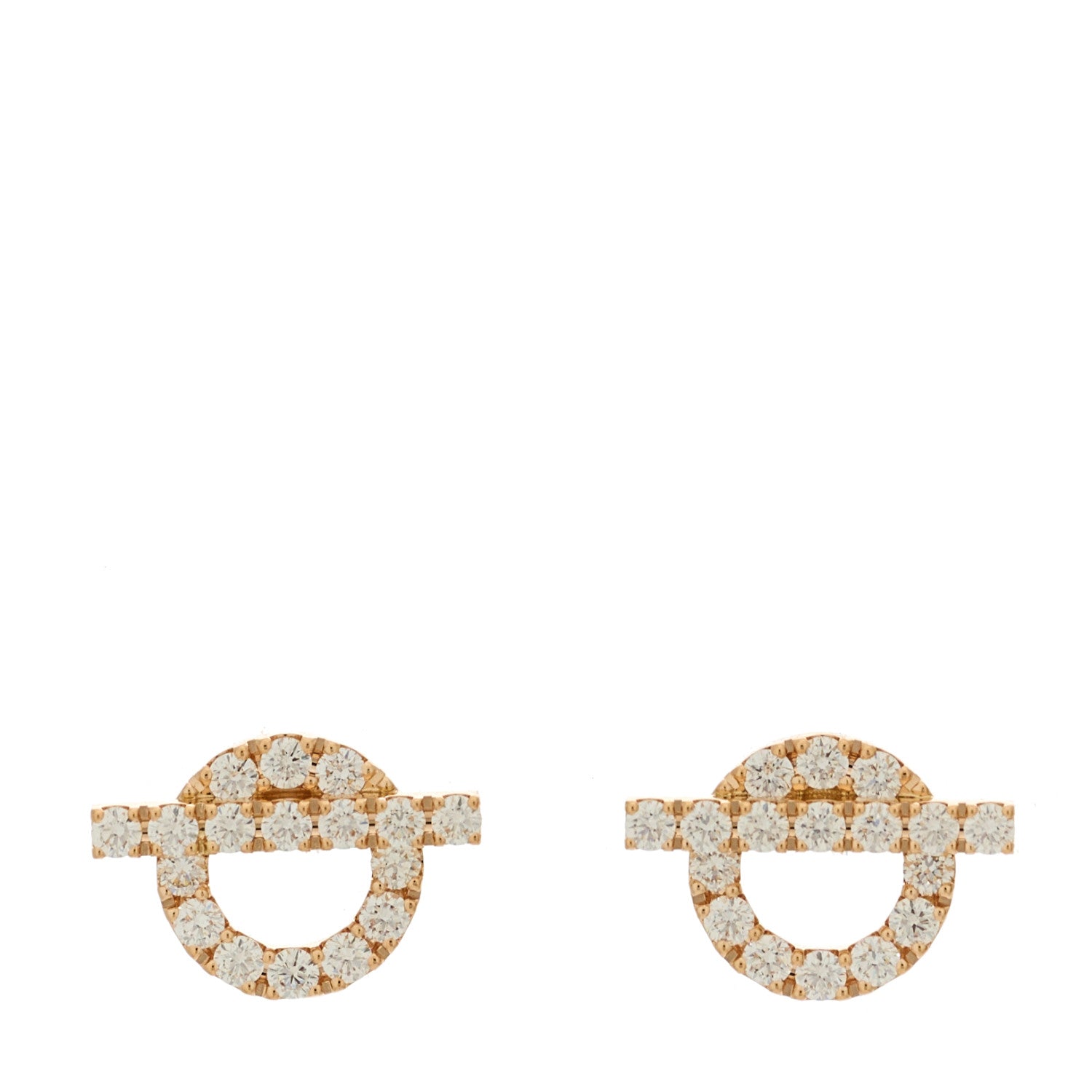 Hermes 18K Rose Gold Diamond Finesse Earrings 1 of 5