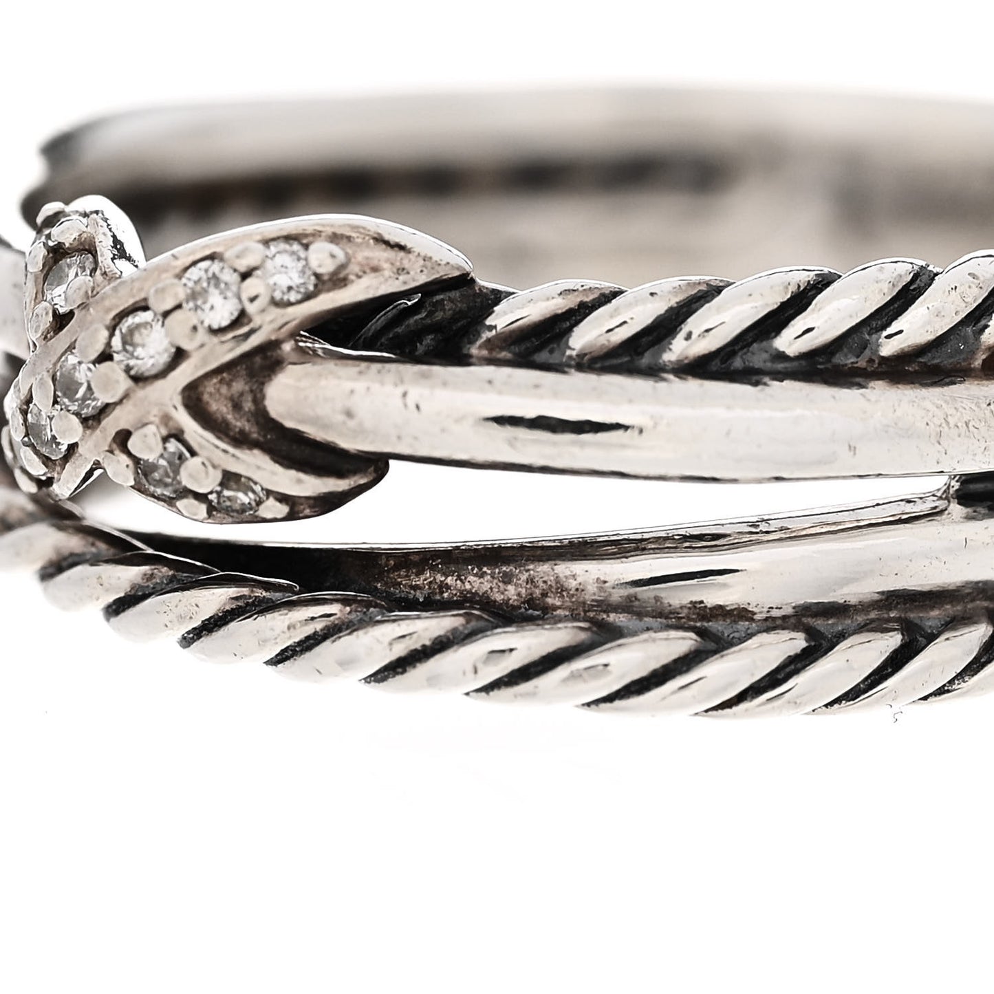 Sterling Silver Diamond X Crossover Ring 54 6.75