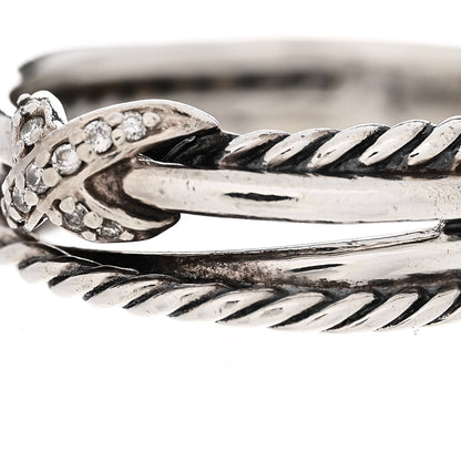 David Yurman Sterling Silver Diamond X Crossover Ring 54 6.75 5 of 5
