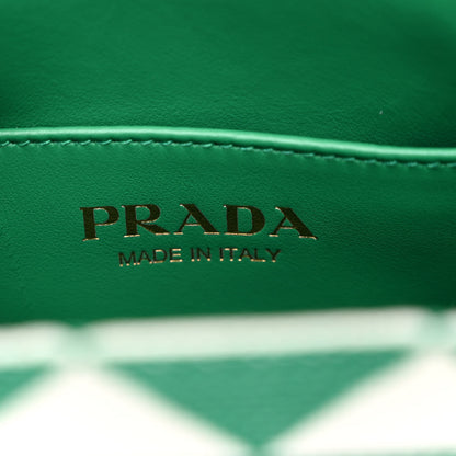 Prada Jacquard Saffiano Triangolo Symbole Embroidered Micro Tote Mango White 6 of 11