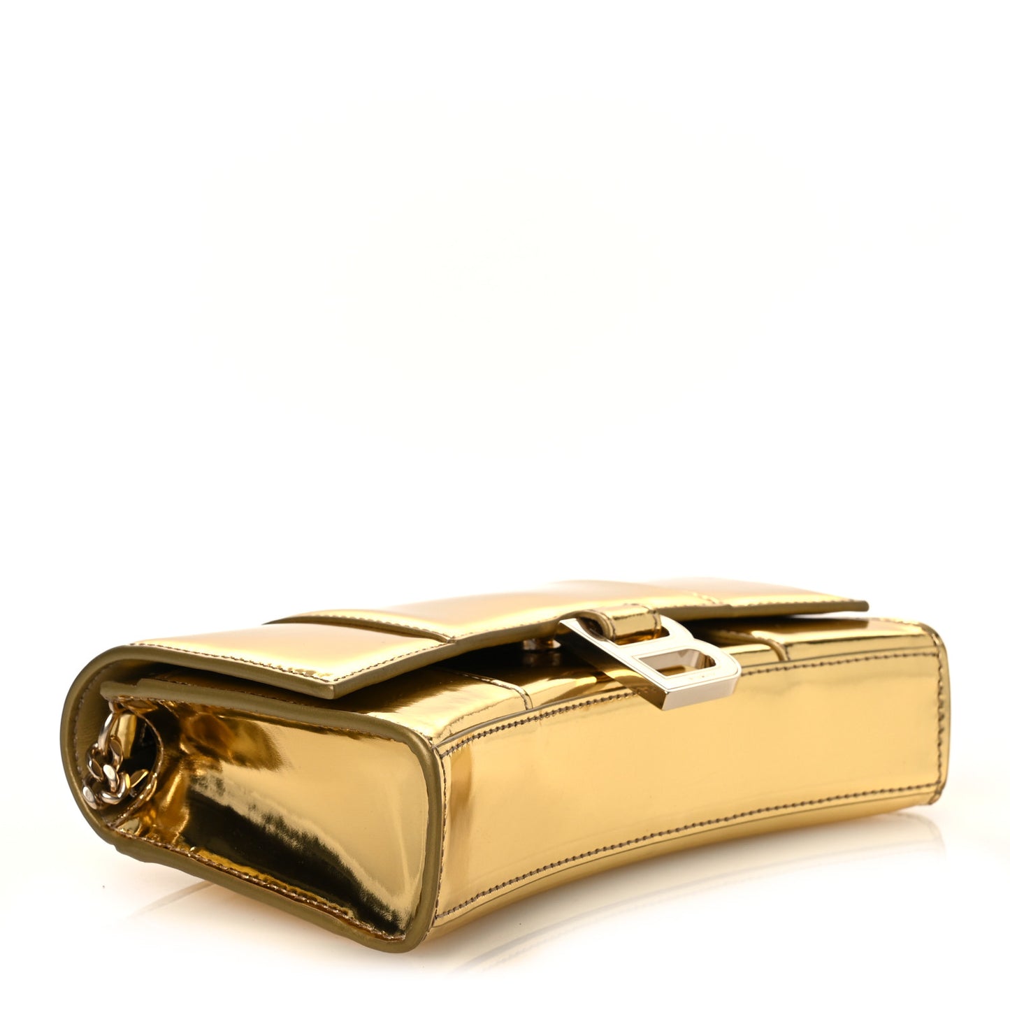 Mirror Calfskin Hourglass Chain Bag Gold