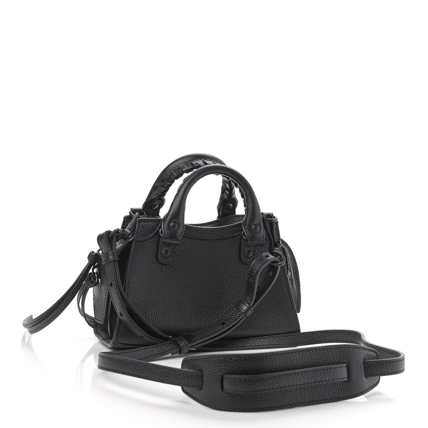 Grained Calfskin Neo Classic Black Hardware Nano City Crossbody Black
