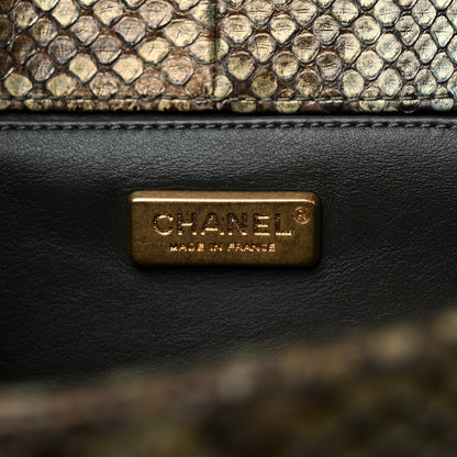 Chanel Embellished Metallic Snakeskin Medium Boy Flap Gold 6 of 10