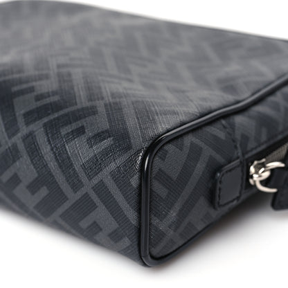 Fendi Glazed Fabric Vitello Brush FF 1974 Toiletry Case Black 9 of 9
