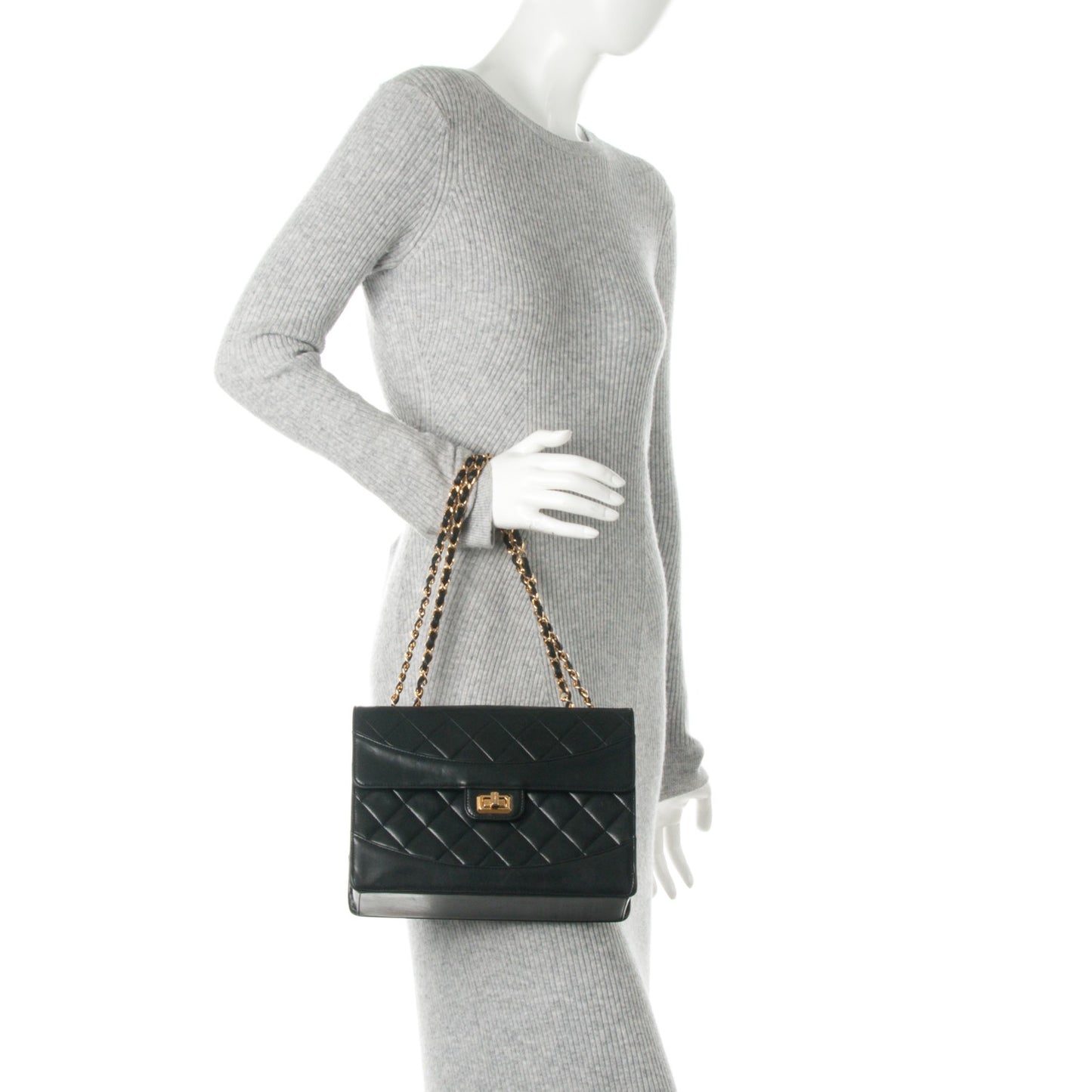Lambskin Quilted Medium Single Flap Black