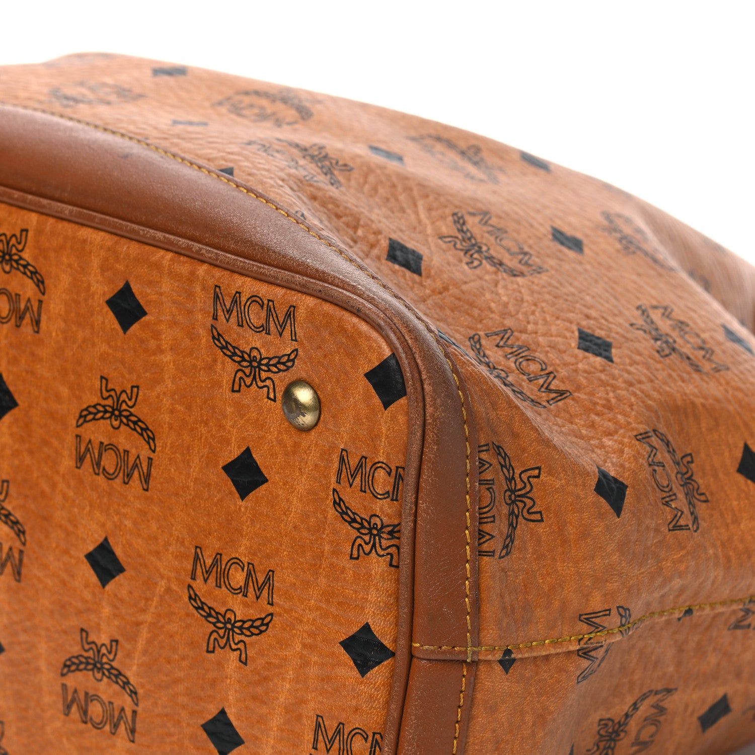 MCM Visetos Drawstring Bucket Bag Cognac 8 of 20