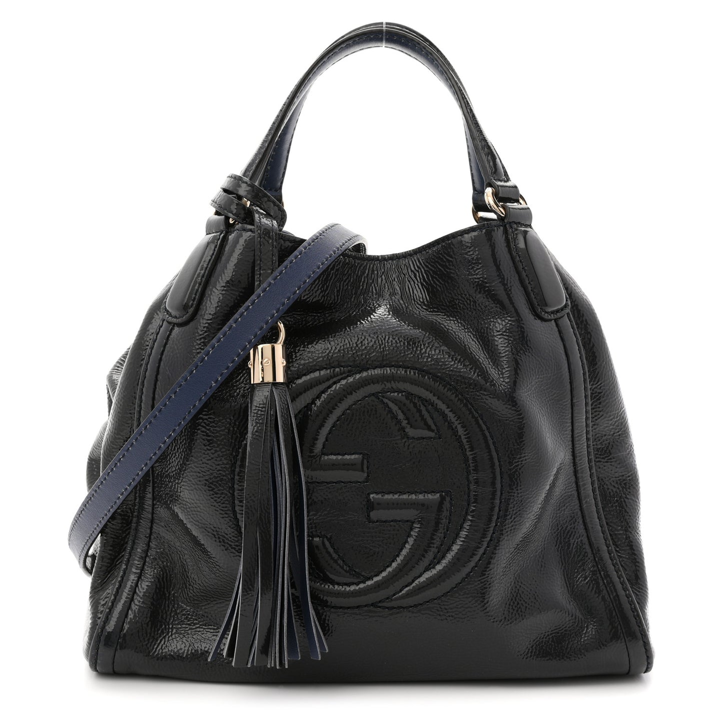 Vernice Naplack Small Soho Shoulder Bag Uniform Blue