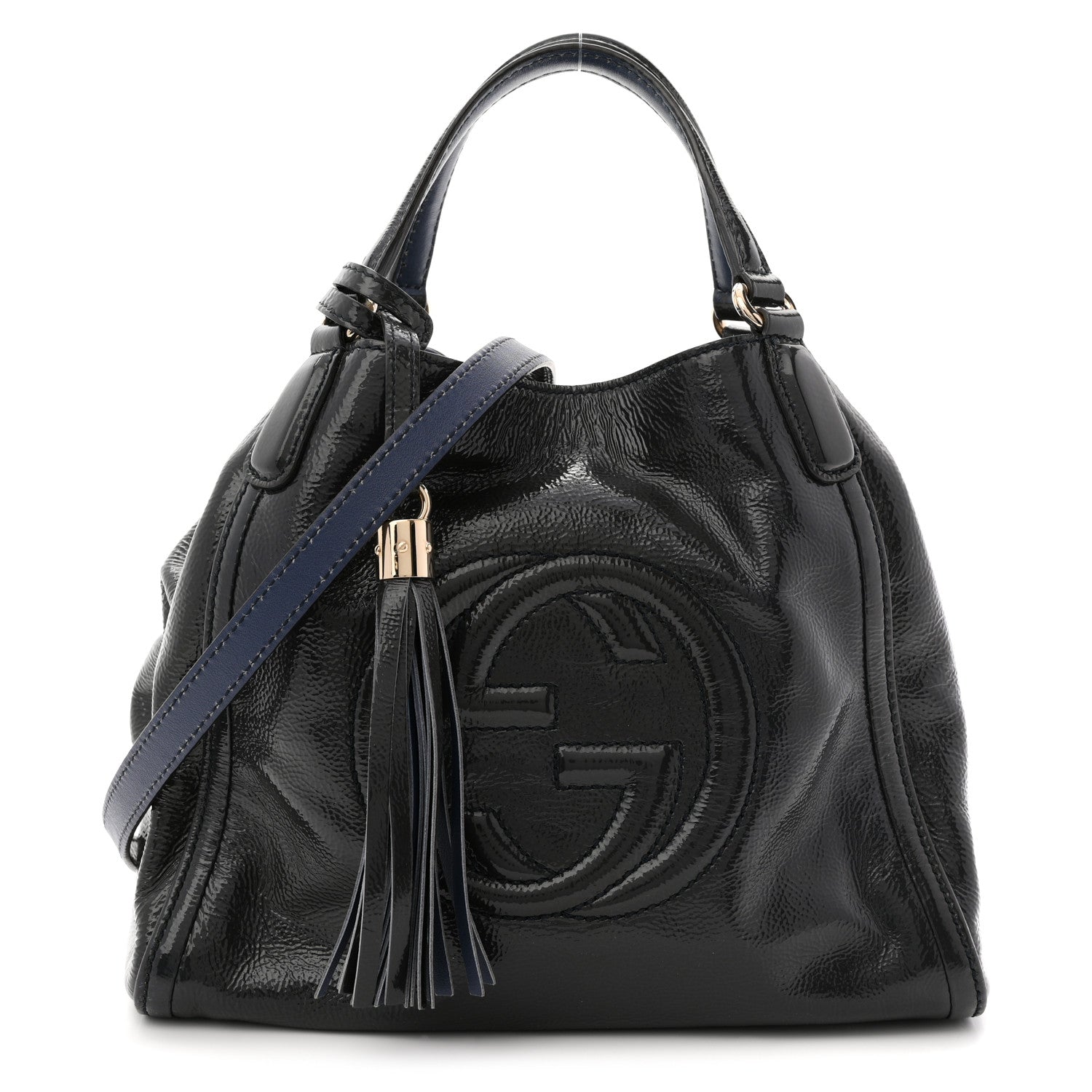 Gucci Vernice Naplack Small Soho Shoulder Bag Uniform Blue 1 of 12