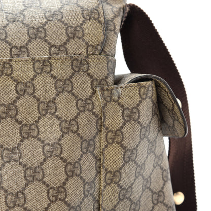 Gucci GG Supreme Monogram Selleria Calfskin Messenger Diaper Bag Beige Ebony Cocoa Dark Chocolate 15 of 16