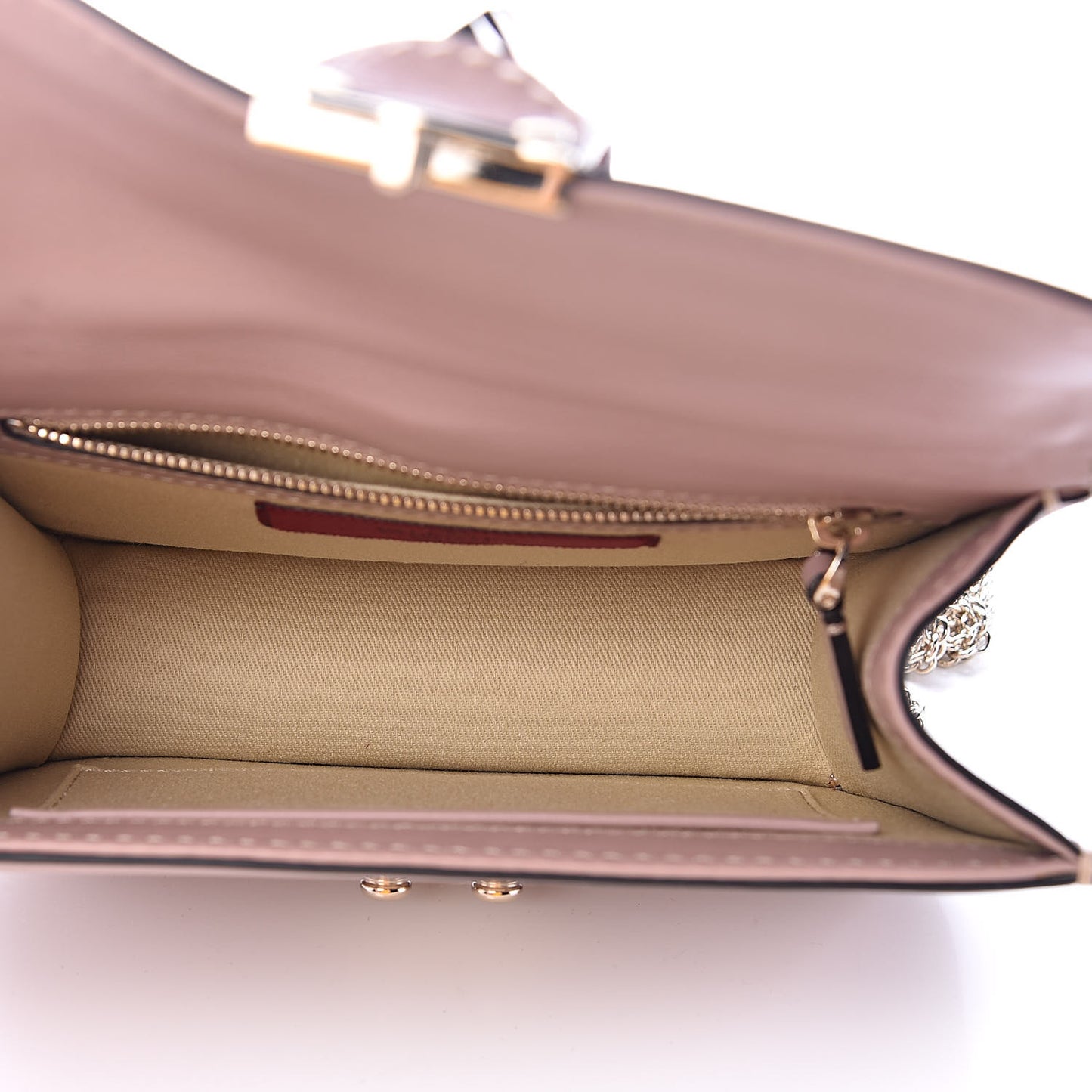 Vitello Small Glam Lock Rockstud Flap Poudre