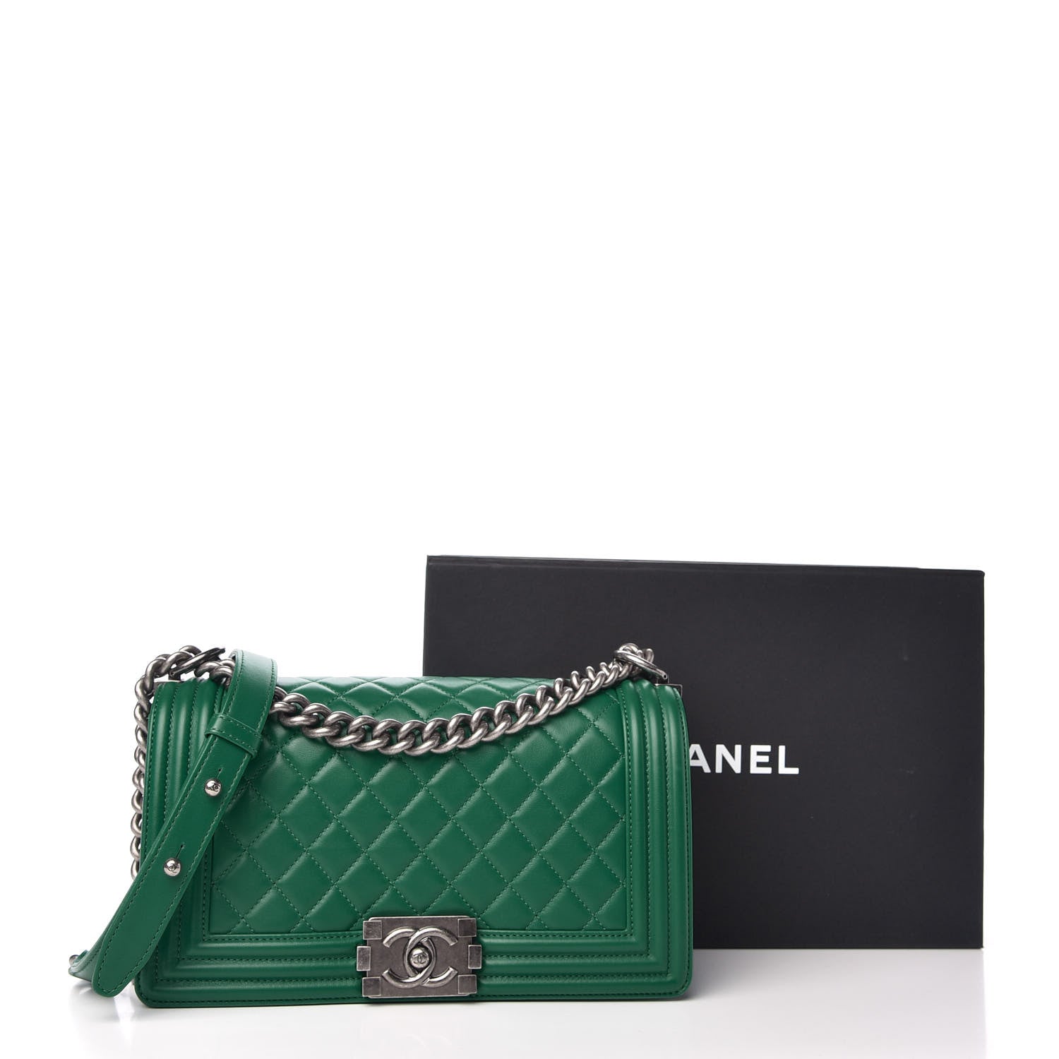 Chanel Lambskin Quilted Medium Boy Flap Green 10 of 10